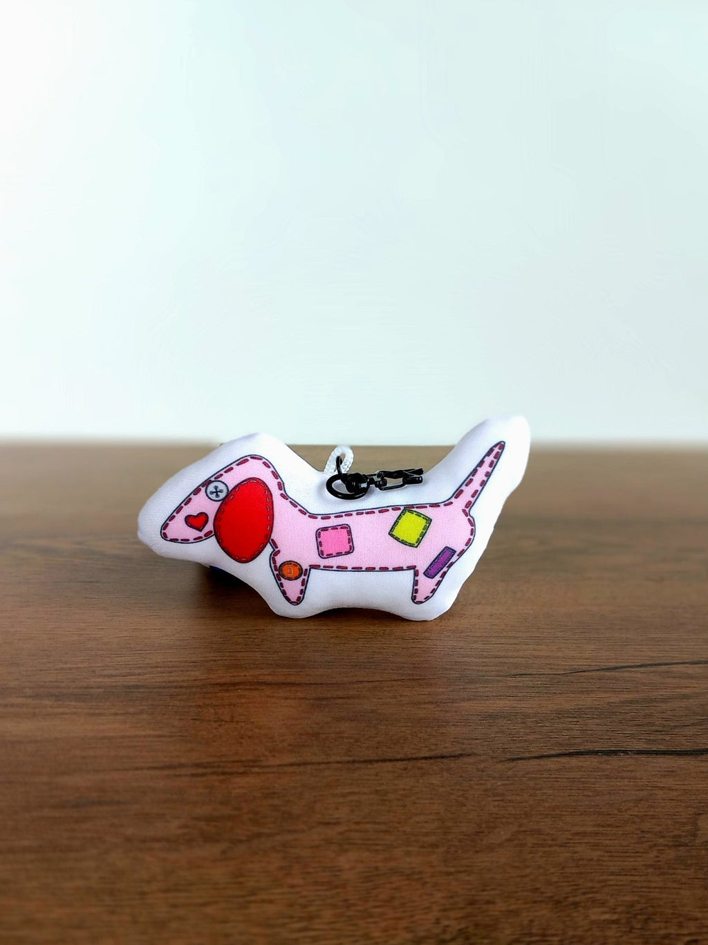 Pink Dakimakura dachshund comfort Pillow Keychain